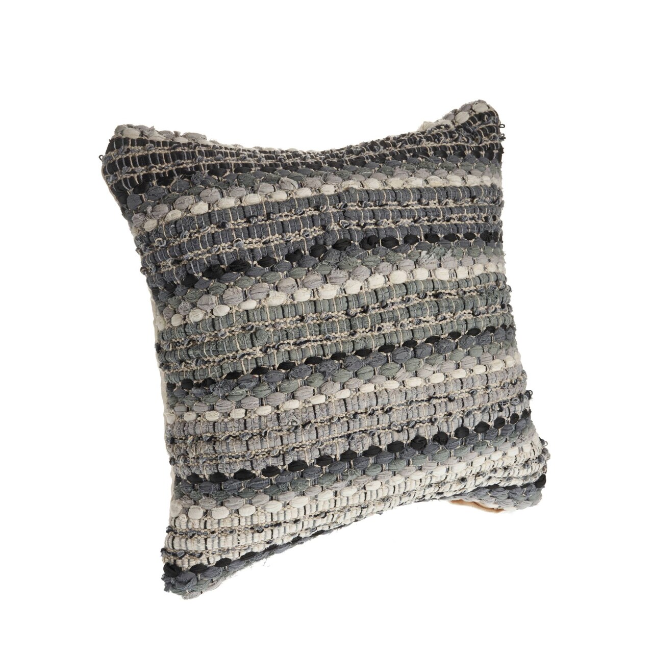 Laddha Home Designs 18" Gray and Black Handcrafted Square Throw Pillow